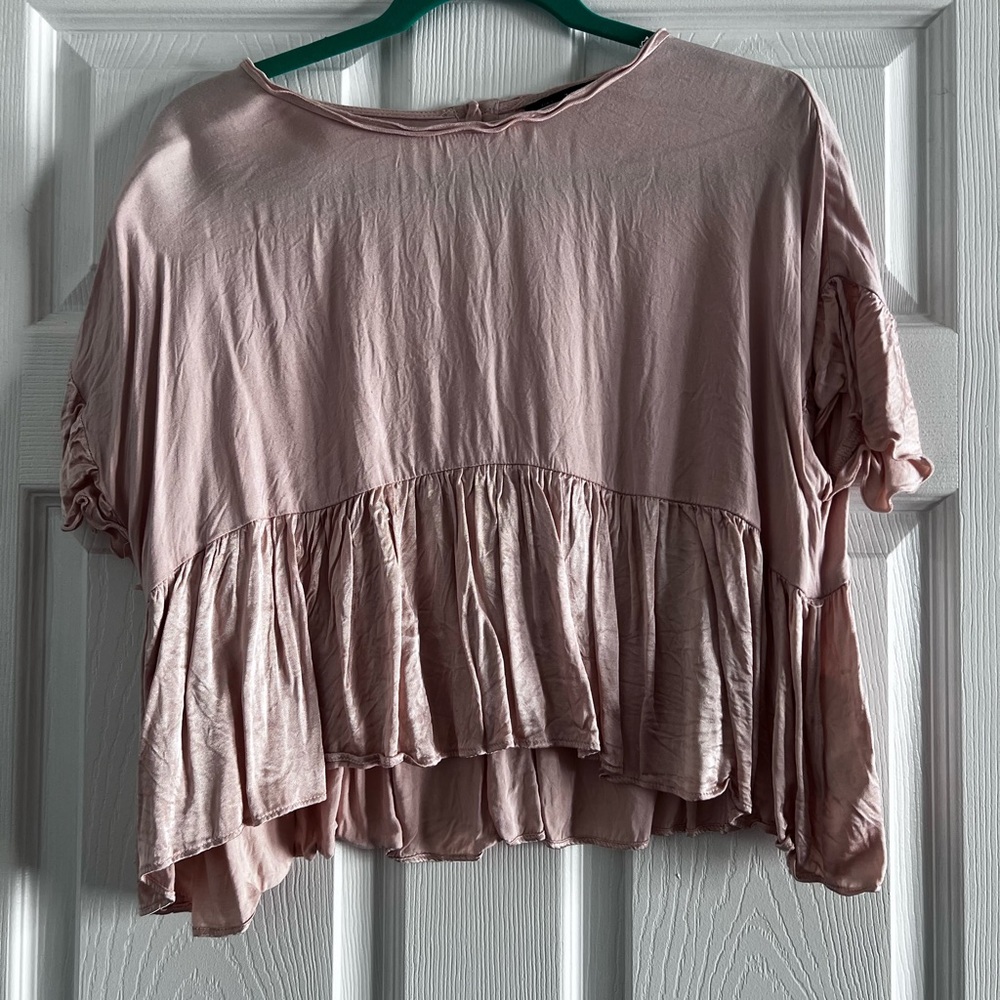Zara Basic Collection half silk peplum top
